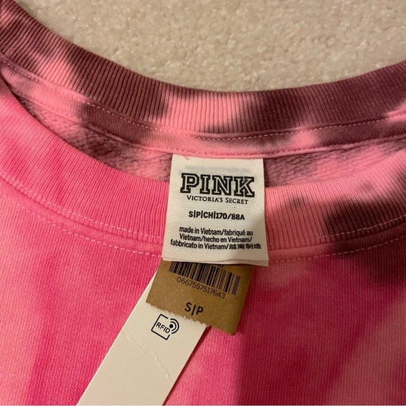 Vs pink glitter shine tie dye sweatshirt oversized small NWT - Picture 7 of 9